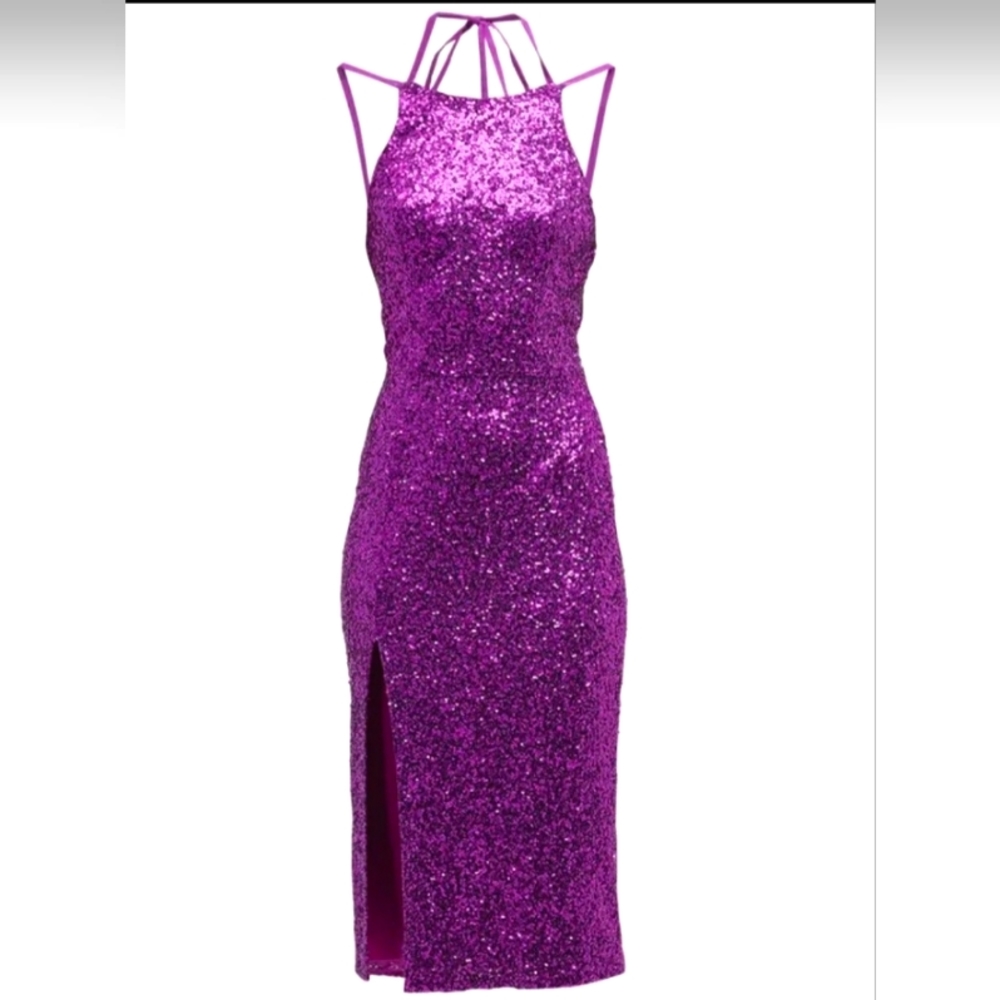 NWOT HELSI Toni Purple Sequined Midi Dress XS